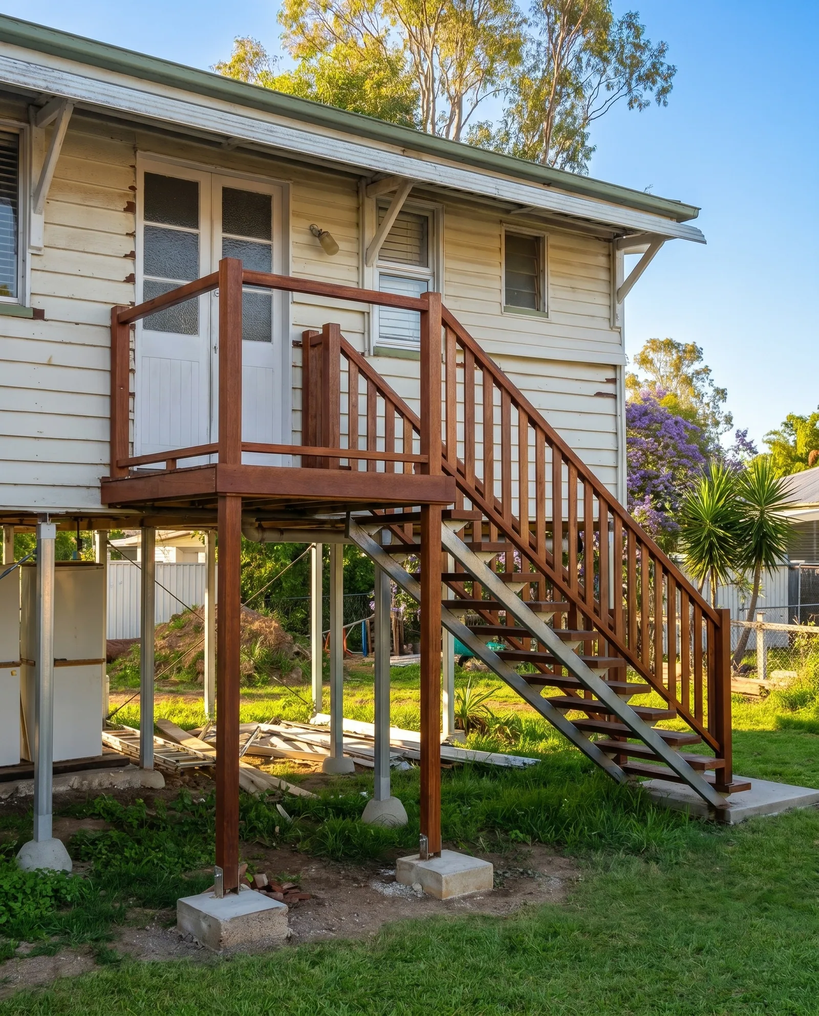 Traditional Queenslander with new staircase deck