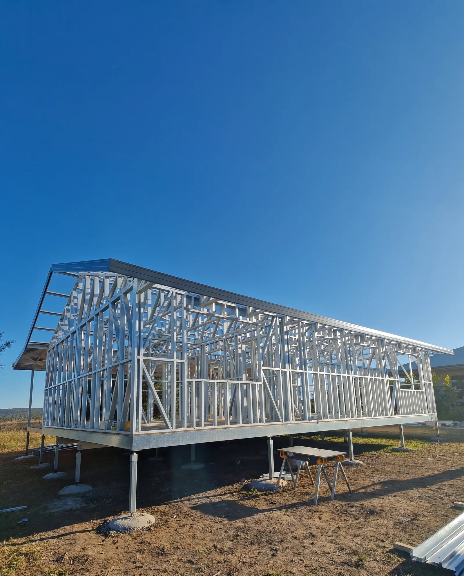 Steel frame of a new custom home