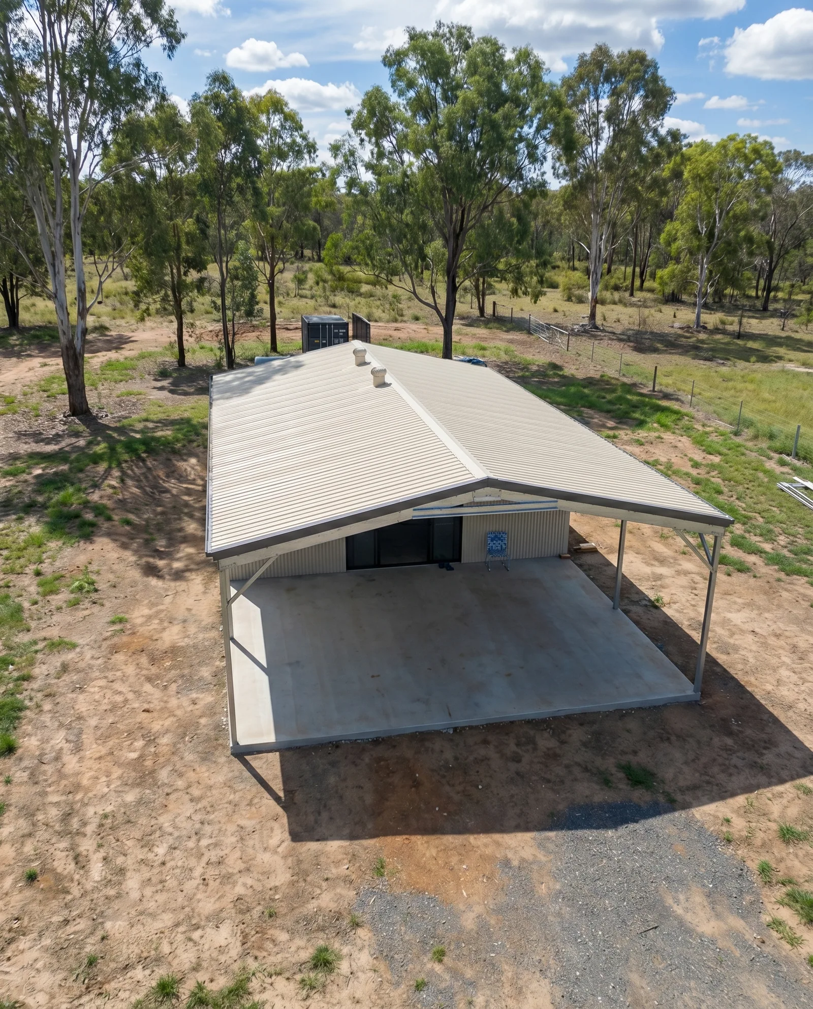 Aerial view of carport shed